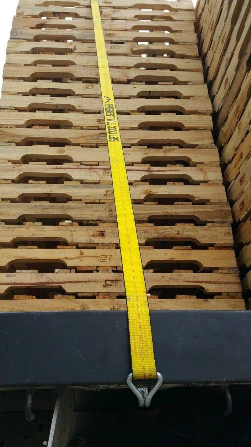 Everest Premium Ratchet Tie Down â€“ 1 PK â€“ 2 IN â€“ 27 FT â€“ 3333 LBS Working Load â€“ 10000 LBS Break Strength â€“ Double J Hook â€“ Cargo Straps Perfect for Moving Appliances, Lawn Equipment and Motorcycles - Image 2